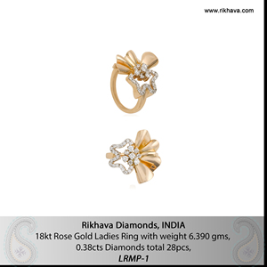 Rikhava Diamonds Ladies Elegant 18kt Rose <b>Gold</b> Round Brilliant Cut Diamond Bezel Setting <b>Ring</b> <b>Set</b> Luxury Jewelry - Product Image 6