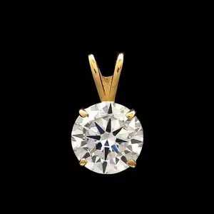 Casual Wear Real Solitaire Diamant Anhänger aus 14 Karat Gelbgold