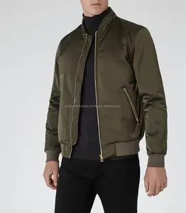 Moto Bomber di Pelle Pakistan Fornitore Esportatore 2017 USA Pianura Bomber Giacca Mens Khaki Imbottito Bomber Giacca