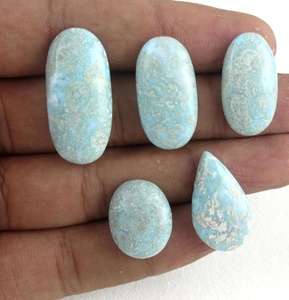 Cabujones de piedras preciosas Larimar naturales de 70 quilates de moda de alta calidad, piedras preciosas lisas con forma ovalada y de pera sueltas - Product Image 2