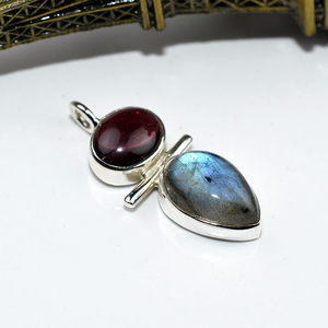 Ravissant pendentifs en forme de poire et de grenat en argent Sterling 925, bijoux en argent Sterling 925 - Product Image 3