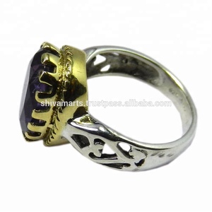 Anillo de Plata de Ley 925 hecho a mano con diseño glorioso Classic Eternity Vermeil con ajuste de bisel de piedras preciosas de amatista para bodas - Product Image 2