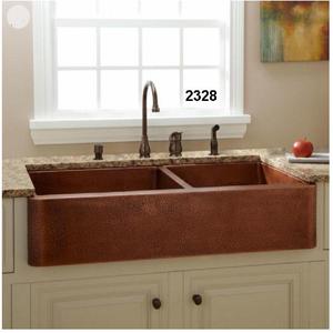 Double Bowl Antique Copper <b>Kitchen</b> <b>Sink</b> <b>for</b> Farmhouse - Product Image 1