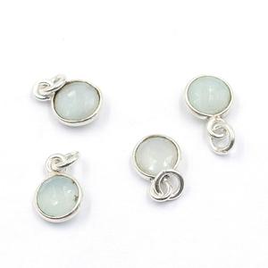 Aquamarine Round Shape 925 Sterling Silver Bezel Silver Plated Pendant Handmade Jewelry Making - Product Image 1