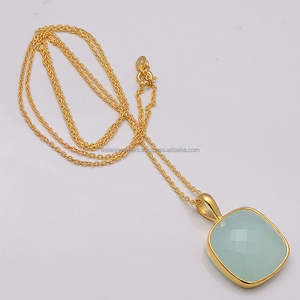 Pendentifs en argent sterling 925 Aqua Calcedony Gemstone pour les occasions de cadeaux - Product Image 1