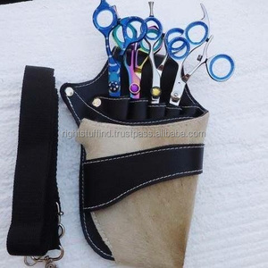 Bolsa de herramientas para el cuidado del cabello para hombre, kit de herramientas de cuero genuino para salón de belleza, funda, bolsillos de peluquería, riñonera - Product Image 1