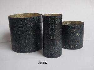 Contenedores de velas de metal para recipientes de cobre, interior pulido y exterior negro con accesorios de flores artificiales - Product Image 4