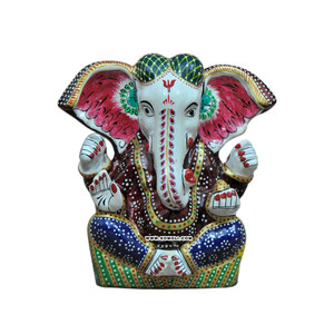 รูปปั้น Meenakari พระพิฆเนศ Murti ขนาดใหญ่สำหรับขายส่งจำนวนมาก - Product Image 2