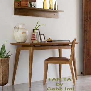 Bureau d'écriture pliable en teck massif avec style vintage contemporain, finition naturelle, design moderne pour meubles de maison - Product Image 2