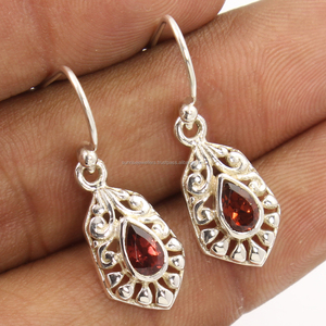 Boucles d'oreilles tribales en argent Sterling 925 pour femme, bijoux, pendentif à facettes en pierres précieuses, 1 paire, dessins d'images - Product Image 2