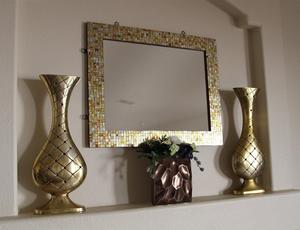 High Quality Antique Design Rectangular Decorative <b>Wall</b> Mounted <b>Mirror</b> Metal Wood Framed Glass Mosaic <b>for</b> Home Decoration - Product Image 2