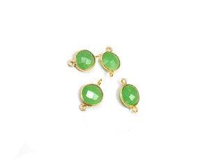 Bisel 925 hecho a mano Natural Multi piedra preciosa joyería chapado en oro Boho conector latón hallazgos piedra natal 925 bisel 10mm CZ de moda - Product Image 3