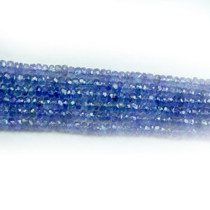 Perles de pierres précieuses de qualité Perles de pierre rondelle lisse tanzanite bleu violet naturel pour collier de 16 pouces - Product Image 1
