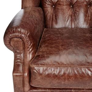 Fauteuil en cuir vintage / Fauteuil à oreilles en cuir semi-aniline - Product Image 5