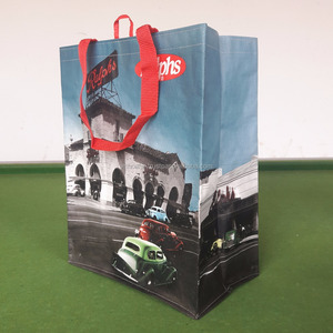 Sac de courses en PP tissé HOAHA avec couture sur un côté, construction 30x40x18cm, film BOPP brillant, poignées en sangle PP - Product Image 1