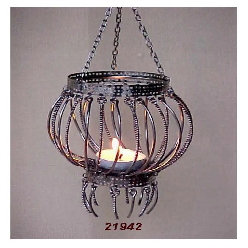 Compare New small light weight home decor gold black metal iron wire Round Shape Hanging Tealight Lantern