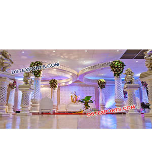 Mandap de boda de mariposa tallada de fibra blanca, elegante, conjunto de mandril de boda indio, fabricante - Product Image 1