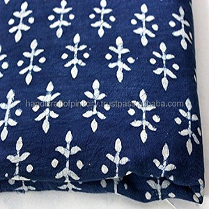 Tissu artisanal Jaipur Dabu en coton léger imprimé de blocs de coton indigo avec motif rayé garçons/filles chemises rideaux Style indien - Product Image 1