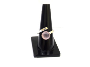 Piedra preciosa de Calcedonia rosa con forma redonda hecha a mano plateada regalo ajustable para su anillo de moda - Product Image 3