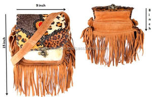 กระเป๋าหนังสัตว์ขนสัตว์ใช้ได้หลายแบบกระเป๋าสะพายไหล่หนังนิ่มพู่กระเป๋าหลากสี - Product Image 2