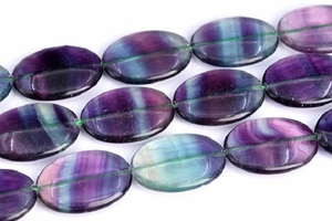 Arc-en-ciel fluorite ovale perle pierre collier pierres ovale perle cristal breloques pour la fabrication de bijoux cristal femmes collier grossiste - Product Image 3