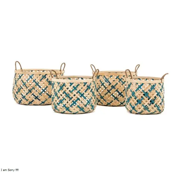 New collection natural weaving bamboo storage basket logo printed colorful bamboo basket home decoration wholesale