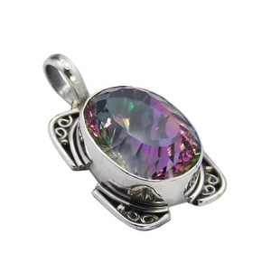 Colgante de piedras preciosas de cuarzo místico de Plata de Ley 925 de diseño personalizado, nuevos estilos Vintage, chapado en rodio, joyería fina, colgantes - Product Image 1
