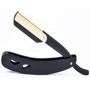 Navaja de Afeitar Profesional PRESTIGE RAZOR de Acero Inoxidable de Una Sola Hoja, Nueva, Desechable, con Acabado Pulido/Satinado, Recubierta en Negro y Dorado - Product Image 1