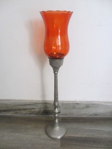 PORTAVELAS HURACANE CON COPA DE CRISTAL COLOR AMBAR - Product Image 3
