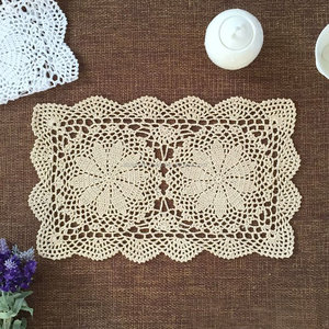 Set de table en coton fait main au crochet, de forme carrée, blanc pur, nouveau design - Product Image 2