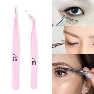 WHOLESALE Set of 2 Professional Stainless Steel Pink Steel Straight Bend Tweezer Nippers For Eyelash <b>Extensions</b> <b>Nail</b> Art 2026 - Product Image 2