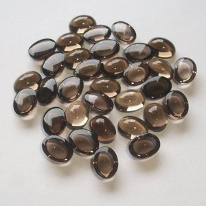 Cuarzo ahumado natural de 4mm y 5mm, cabujones ovalados calibrados lisos, fabricante de piedras preciosas sueltas, compre en línea ahora, ofertas de liquidación, Compre Ahora - Product Image 1