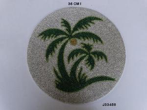 Vente chaude napperons de perles de verre avec motifs de palmier perles de verre chargeur tapis de Table en perles de verre à la main au prix de gros - Product Image 3
