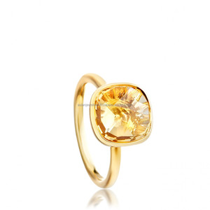 Anillos de plata de ley 925, Gema de cuarzo, citrino, oro, vermeil - Product Image 1