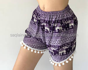 Shorts de Algodón Estampados para Mujer, Estilo Bohemio Hippie Vintage, Cintura Media, Transpirables, Elásticos, Holgados, Casuales de Playa - Product Image 6