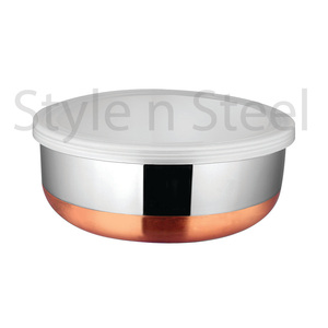 Ensemble de bols à mélanger en métal, saladier en acier inoxydable avec couvercle, fond en cuivre, acier inoxydable - Product Image 2