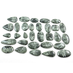 Pierres précieuses en seraphinite naturelle en forme de flocons d'argent, cabochons pour la fabrication de bijoux, pierres précieuses d'origine éthique, énergie de guérison des chakras - Product Image 2