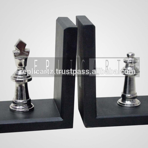 Sujetalibros de Lujo con Diseño de Piezas de Ajedrez, Soporte Decorativo de Madera para Libros, Par de Organizadores Resistentes para Estanterías, Hogar, Oficina, Biblioteca, Escritorio - Product Image 2