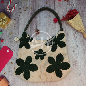 Wholesale Floral Embroidery Cotton <b>Canvas</b> <b>Bag</b>, Chain Stitch Embroidery Cotton <b>Canvas</b> Shoulder <b>Bag</b>, Suede Hobo <b>Bag</b> - Product Image 4