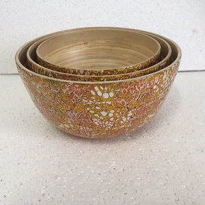 Meilleures ventes Bol rond en incrustation de coquille d'oeuf en bambou filé de haute qualité pour la vaisselle et les restaurants du Viet Nam - Product Image 2