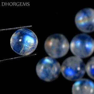 Pierre de lune arc-en-ciel naturelle Dhorgems, cabochon, pierre précieuse authentique, forme ronde, pour la fabrication de bijoux faits main - Product Image 3