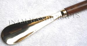 Chausse-pied nautique en laiton Antique avec manche en bois et tête de cheval en laiton massif - Product Image 2