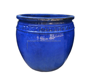 Plantación de cerámica verde que cae, maceta para exteriores esmaltada - Product Image 2