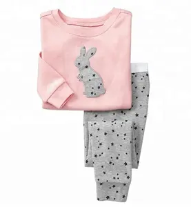 Conjunto de pijama de algodão personalizado, pijama de animais personalizado para meninas, crianças, roupa de dormir