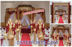 ชุดคทาเลียร์เบอร์แบบพกพาแกะสลักสีทองสำหรับงานแต่งงานชุดแต่งงานของชาวกานางานแต่งงานของอินเดีย - Product Image 4