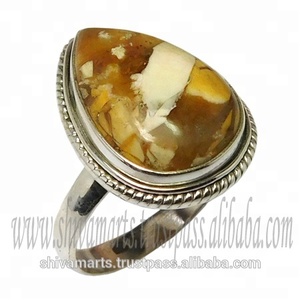 Conception populaire 925 argent Sterling véritable Brecciated Mookaite bague en pierres précieuses éternité Vermeil anneaux - Product Image 2