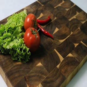 Tabla de cortar de madera de acacia maciza para cocina, con asa lateral, redonda, de teca, para picar - Product Image 1