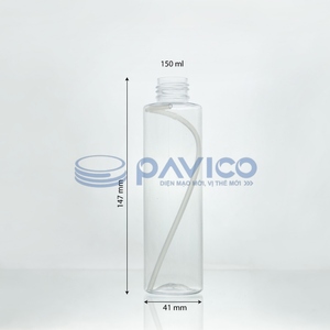 Botella de plástico transparente PET con forma de cilindro, para aceite de limpieza, 150ml - 24mm - 22g - Product Image 1