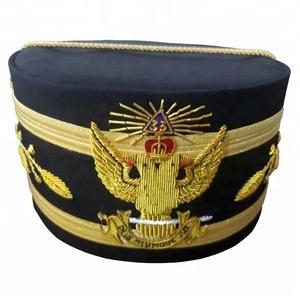 Conjunto de Gorro y Mandil Masónico Americano, Rito Escocés, Grado 32, Águila de Doble Cabeza, Bordado a Mano con Hilo Metálico - Product Image 6