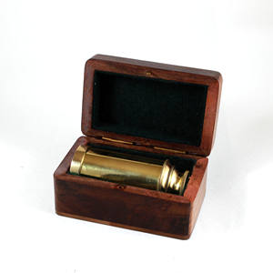 Telescopio de Spyglass de detective náutico 5 \ "Aleación de latón con agarre de cuero negro caja de madera tema pirata regalos de Navidad y Pascua - Product Image 5